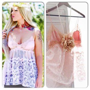 Victorias Secret upcycled pink cami tunic top boho
